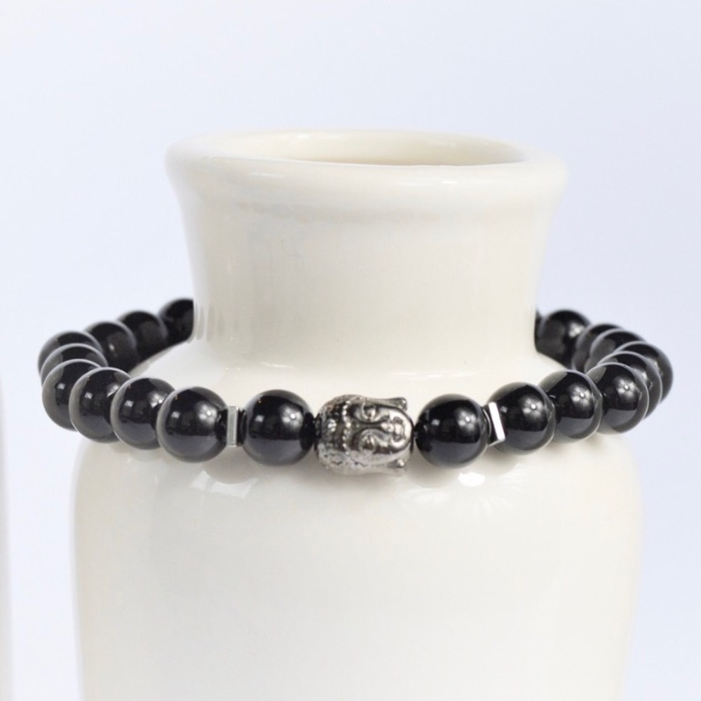 MENS |Buddha Hematite Onyx Gemstone Bracelet-103